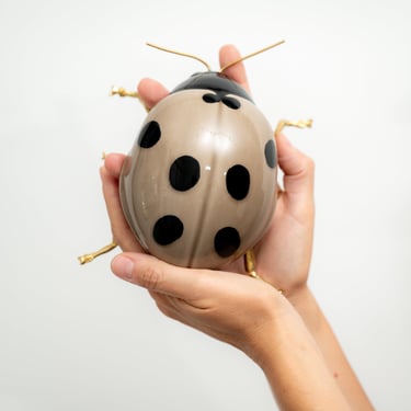 Taupe Ceramic and Brass Ladybug