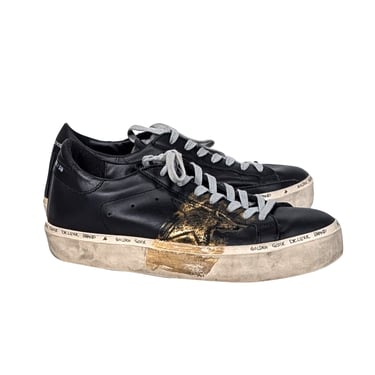 Golden Goose - Black Leather Goold detail "Hi-Star" Sneakers Sz 10