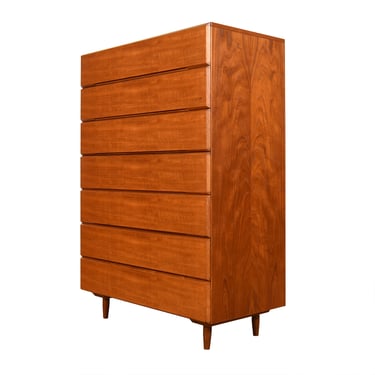 Scandinavian Modern Teak Highboy 7-Drawer Dresser