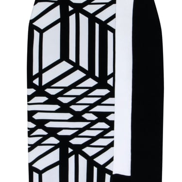 Roland Mouret - Black &amp; White Print Bandage Skirt Sz M