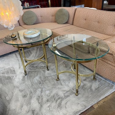 Pair of LaBarge Brass & Glass Side Tables
