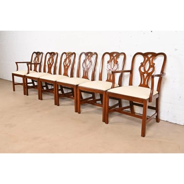 Baker Furniture Historic Charleston Georgian Carved Mahogany Dining Chairs, Set of Six