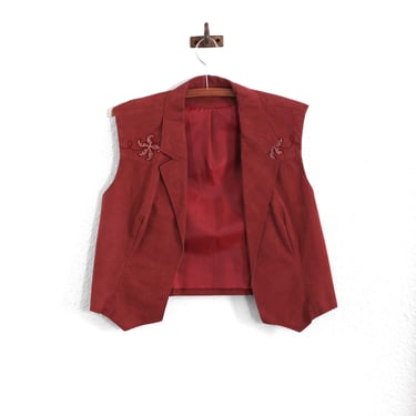 70s Maroon suede leather vest 