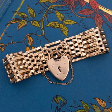 Gate-Link Bracelet with Heart Padlock