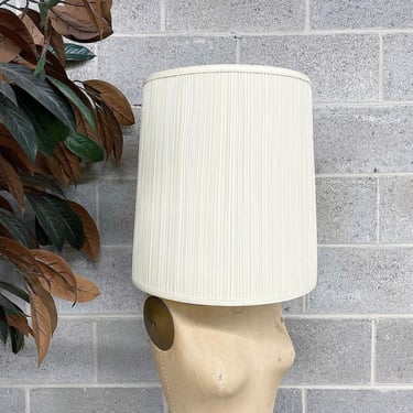 Vintage Lamp Shade Retro 1960s Mid Century Modern + Barrel Shaped + Vinyl + Cream White Color + Lighting + MCM + Home Decor 