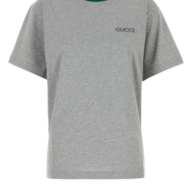 Gucci Women Grey Cotton T-Shirt