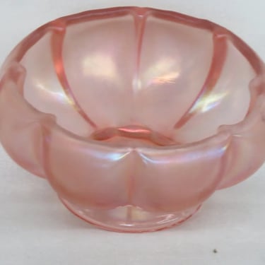 Fenton 75th Anniversary Pink Velva Rose Iridescent Glass Footed Melon Bowl 3277B