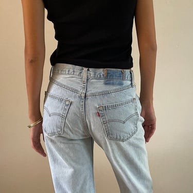 80s Levis 501 faded jeans / vintage light stone wash faded worn in high waisted button fly boyfriend Levis 501 jeans USA | size 29 waist 