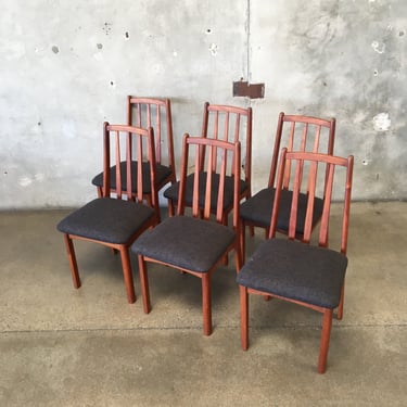 Set of Six Vintage Teak Dining Chairs