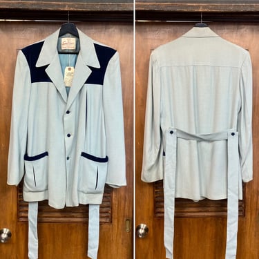 Vintage 1950’s Two-Tone “Sportimer” Label Belted Velevet Detail Hollywood Leisure Rockabilly Jacket, 50’s Vintage Clothing 