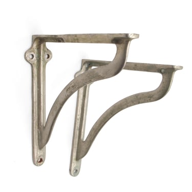 Pair of Waldorf Astoria Nickeled Brass Shelf Brackets