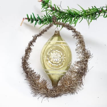 Antique Early 1900's Victorian Tinsel and Mercury Glass Indent Christmas Ornament, Vintage Holiday Decor 
