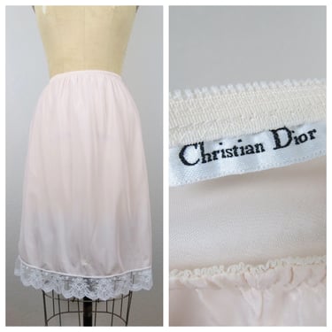 Vintage 1980s Christian Dior half slip, lace, skirt, designer, size small 