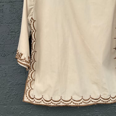 1980s Filipino Tan & Brown Embroidered Blouse