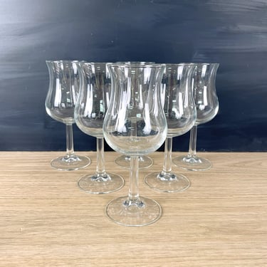 Bulbous tulip wine or cocktail glasses - set of 6 - 1980s vintage 