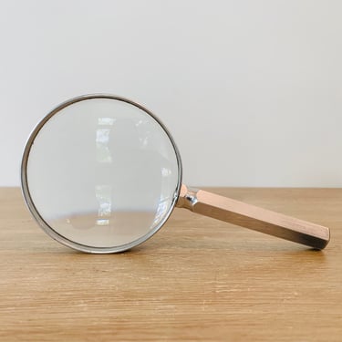 Vintage Magnifying Glass with Metal Hexagon Handle 