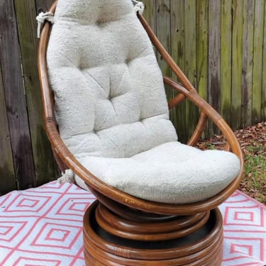 Vintage Bent Rattan Swivel Rocker Lounge Chair 