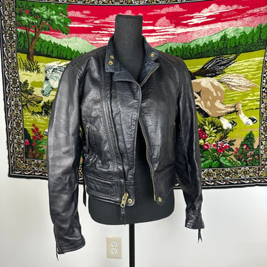 Vintage Langlitz Leather Motorcycle jacket Size XS-S Dated April 1985 