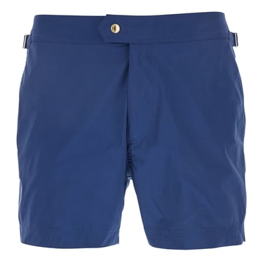 Tom Ford Blue Swimsuit With Buckle On The Front In Tech Fabric Man