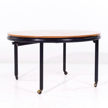 Michael Taylor for Baker Mid Century Expanding Dining Table with 2 Leaves - mcm 