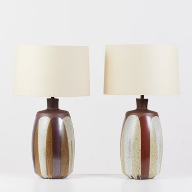 Pair of David Cressey Stoneware Flame Glaze Lamps 