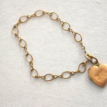 1900s/10s Carter, Qvarnstrom & Remington Heart Locket and Chain Bracelet 