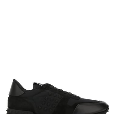 Valentino Garavani Men Black Nylon And Suede Rockrunner Sneakers