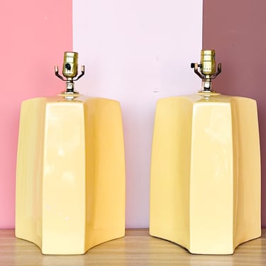 Pair of Geometric Yellow Lamps