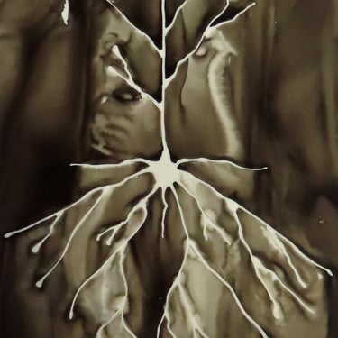 Indigo and Black Pyramidal Neuron - original ink painting on yupo of brain cell - neuroscience art 