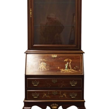 JASPER CABINET Asian Chinoiserie Style 29" Hand Painted Secretary Desk w. Display Hutch 