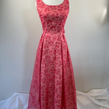 1970s Blush Pink Floral Dress 