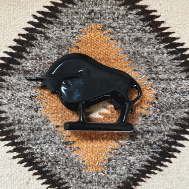 Vintage Black Ceramic Bull 