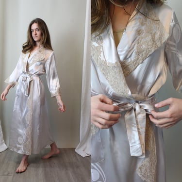 1940s CUTWORK LACE liquid satin robe all sizes | new spring 