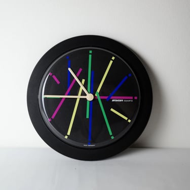 Vintage Staiger West Germany Quartz Wall Clock – 1980s Deco Revival Design 