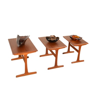 Minimalist Set of 3 Danish Modern Teak Nesting Tables