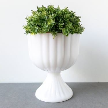 Vintage White Milk Glass  Pedestal Planter, Footed Planter Bowl, White Glass Compote Dish 