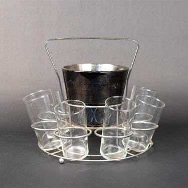 Glass and Ice Bucket Set with Carrier