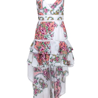 Aijek - White &amp; Multi Color Floral Print Dress Sz 2