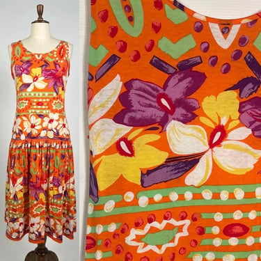 Vintage 80s/90s Tropical Print Cotton Drop Waist | Velvet Castle Vintage -  Philadelphia, PA | ATTIC