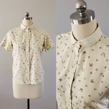 1980's Floral Blouse by Shady Lady 80's Blouse 80s Women's Vintage Size Medium 