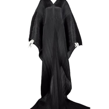 Pleats Please by Issey Miyake Black Madame T Wrap Cape Tunic Caftan Dress