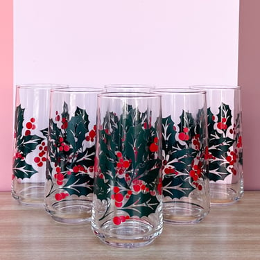 Set of Six Holly Tumblers