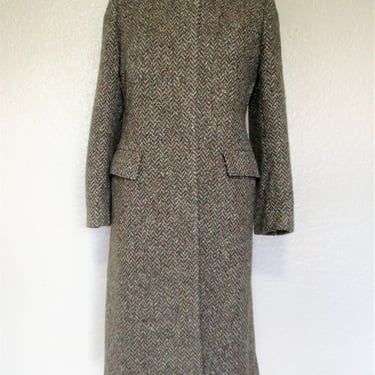 Vintage 1970s Youthcraft Tweed Coat, S Women, olive beige rust wool 