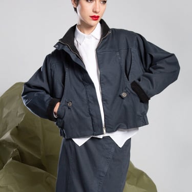 High Neck Fleece Lined Jacket in MOSS or BLUE