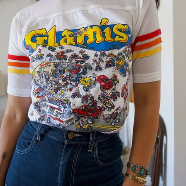 Vintage 80's California Casuals Sportswear Glamis Ringer Graphic Single Stitch T-shirt 
