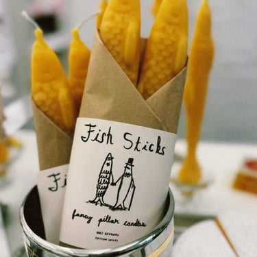 Fish Sticks - Fancy Beeswax Fish Shaped Taper Candles