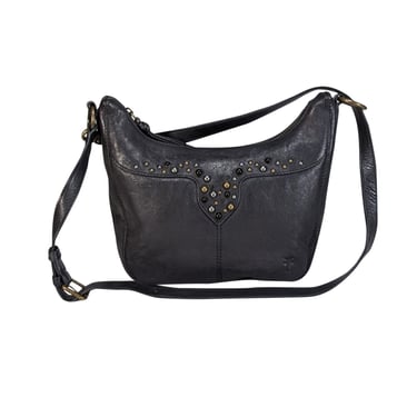 Frye - Black Leather Embellished Shoulder Bag