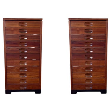 American Mid Century Modern Pair of Walnut Record Music Filling Cabinets