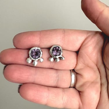 Big Bauble Amethyst Studs in Sterling a silver 
