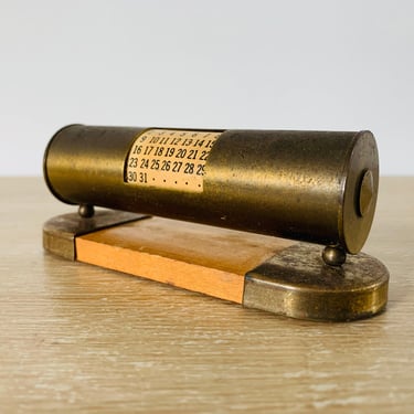 Vintage Brass Perpetual Calendar Desk Accessory 
